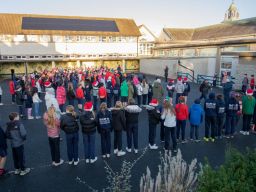 Kilmacud Crokes County Champions Footballers and Hurlers Visit Scoil San Treasa