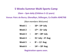  Summer Multi Sports Camp   - Early Notification - Save The Dates