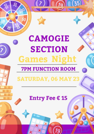 Camogie Section - Games Night Poster