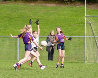Kilmacud Crokes Under 12 Ladies Footballers at Carryduff GAA blitz in Belfast on 25th of August