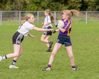 Kilmacud Crokes Under 12 Ladies Footballers at Carryduff GAA blitz in Belfast on 25th of August