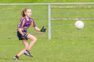 Kilmacud Crokes Under 12 Ladies Footballers at Carryduff GAA blitz in Belfast on 25th of August
