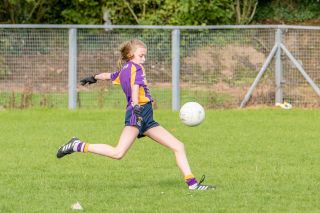 Kilmacud Crokes Under 12 Ladies Footballers at Carryduff GAA blitz in Belfast on 25th of August