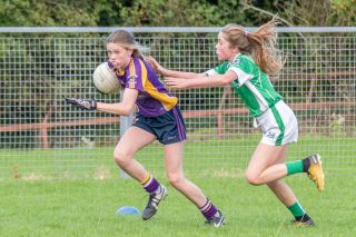 Kilmacud Crokes Under 12 Ladies Footballers at Carryduff GAA blitz in Belfast on 25th of August