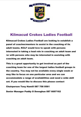 Coaches ? Mentors -  Ladies Senior Teams