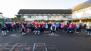 Kilmacud Crokes County Champions Footballers and Hurlers Visit Scoil San Treasa