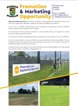 Pairc de Burca – Pitch Signage Opportunity