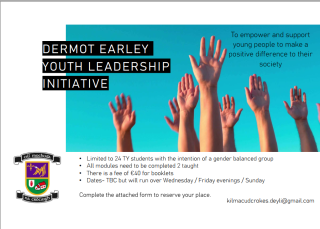 Dermot Early Youth Leadership Initiative - Calling All TY Students 