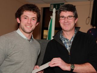 Senior medal presentation by Sean Shanley to Naomhán Ó Riordáin